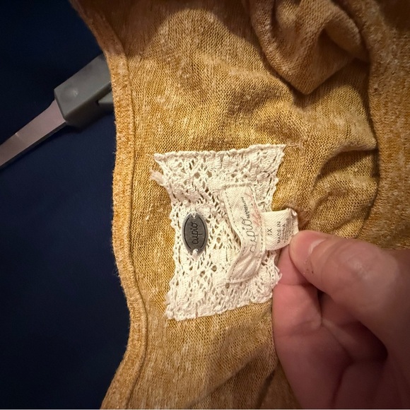 Cupio Mustard Lace Hem Blouse - Picture 4 of 5